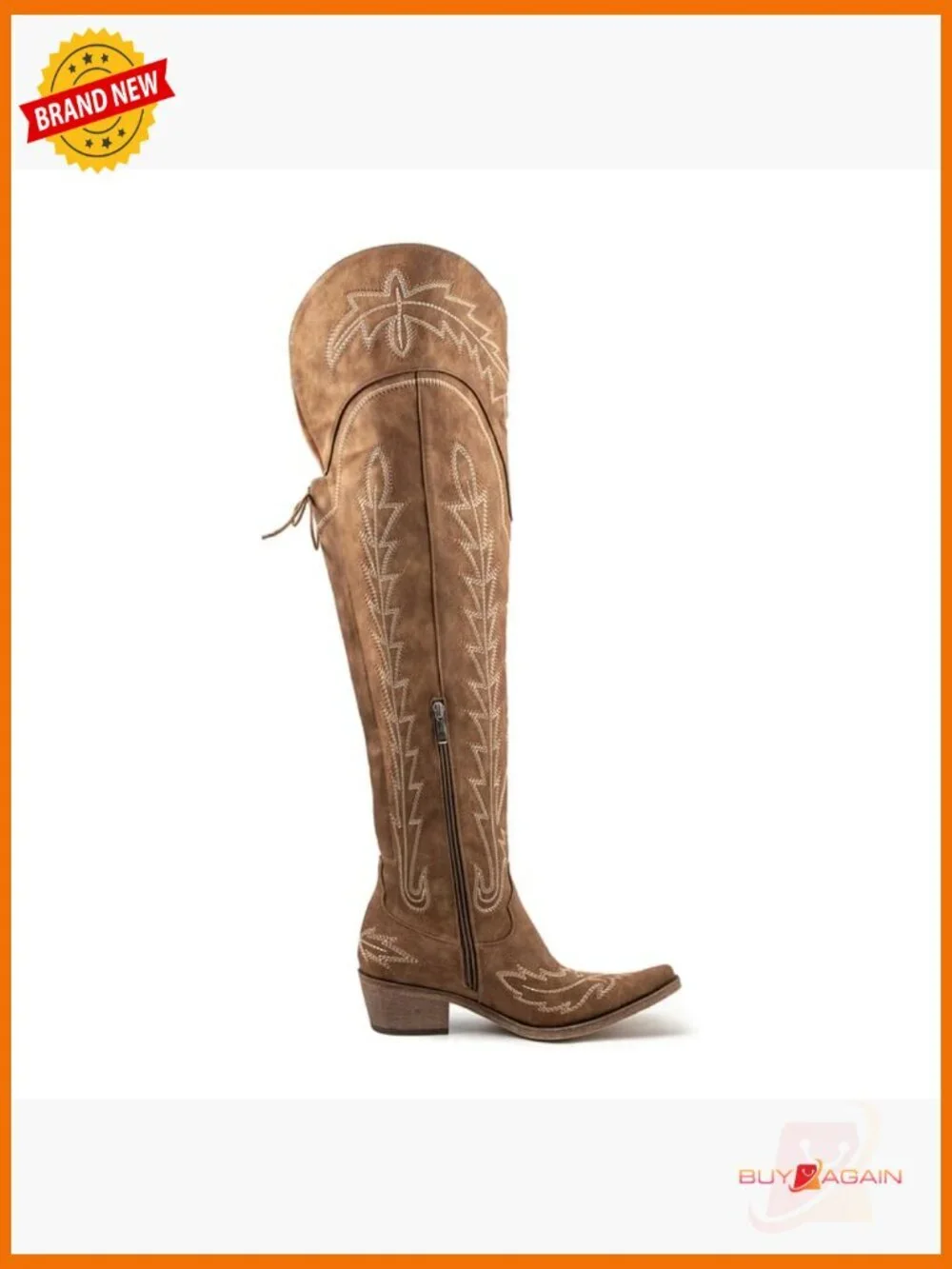 Thigh High Cowboy Boots Wide Calf Embroidered Over The Knee Western Boots